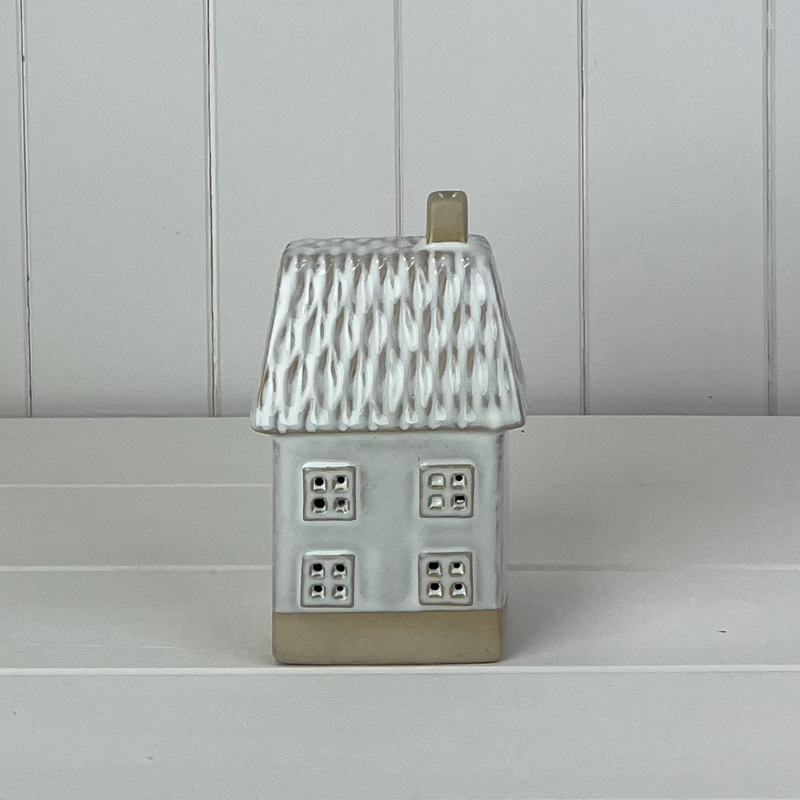 Two Toned Glazed Ceramic House Ornament with LED detail page